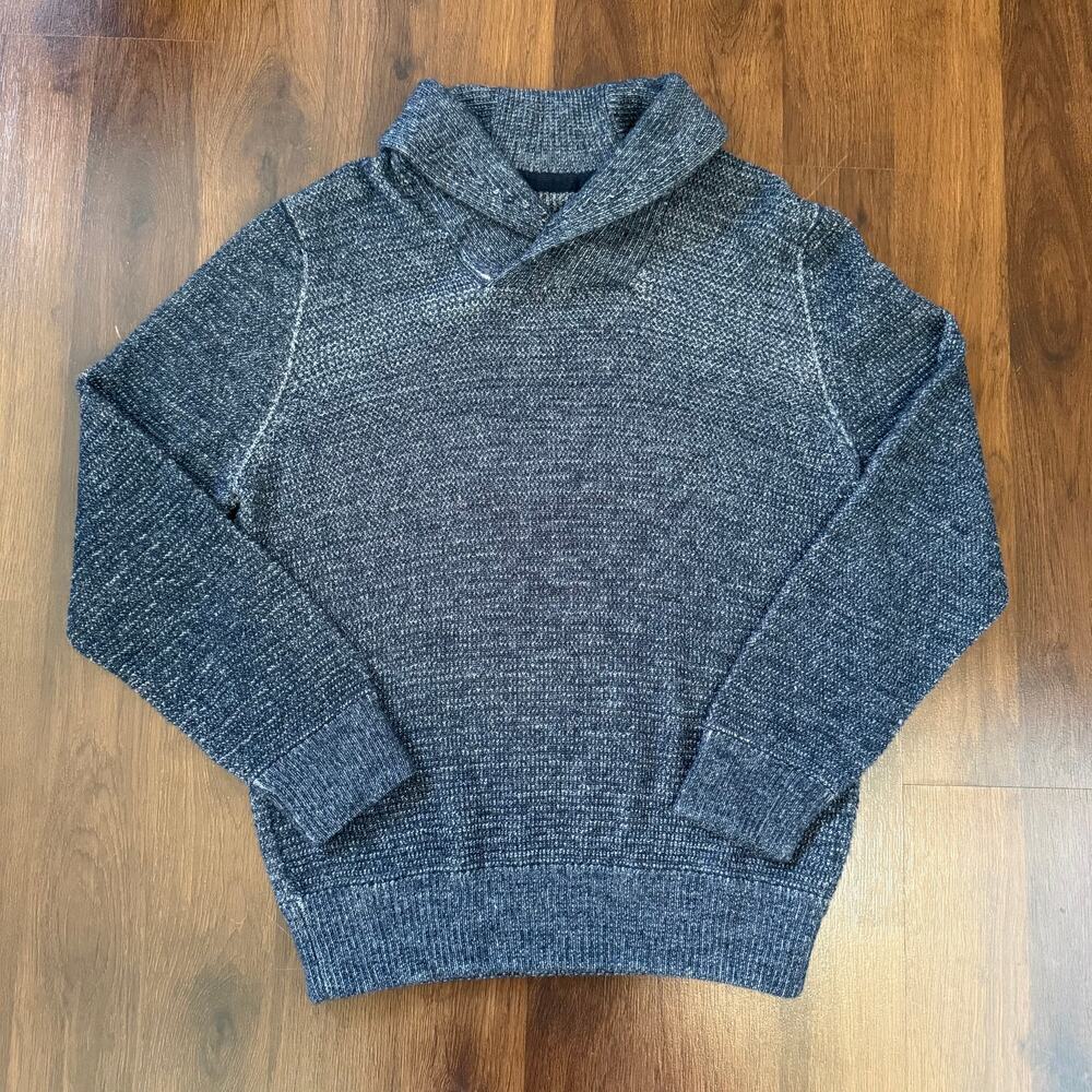 Billy Reid Shawl Collar Sweater Alpaca Wool Blend Navy Sz L Preppy Casual